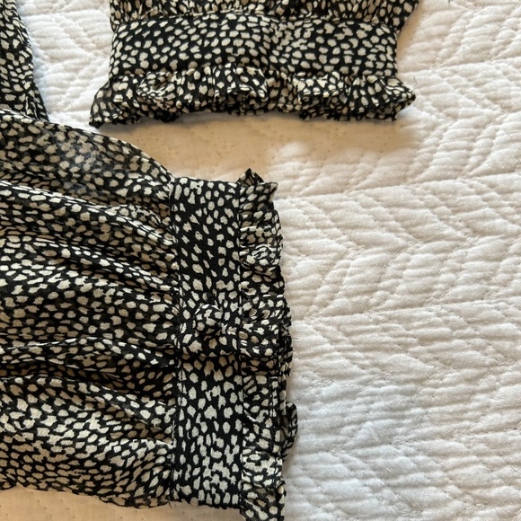 NWOT Fransa Plisse Black/Cream Abstract Print Long Sleeve Blouse Size L - Picture 7 of 17